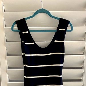 Black and white striped tight dress with slit!